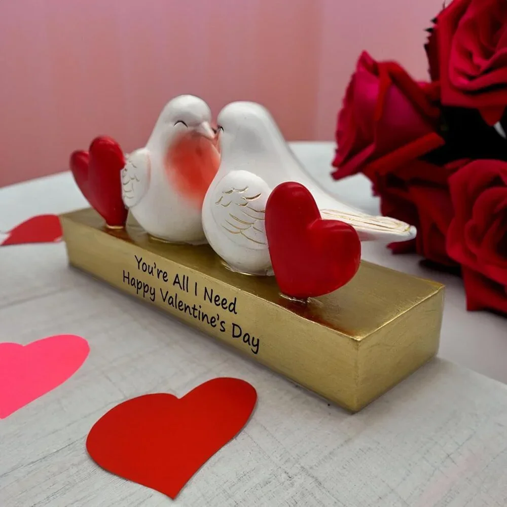 Love Birds Figurine Resin Art Decorative Statue for Home Décor Valentine's Day